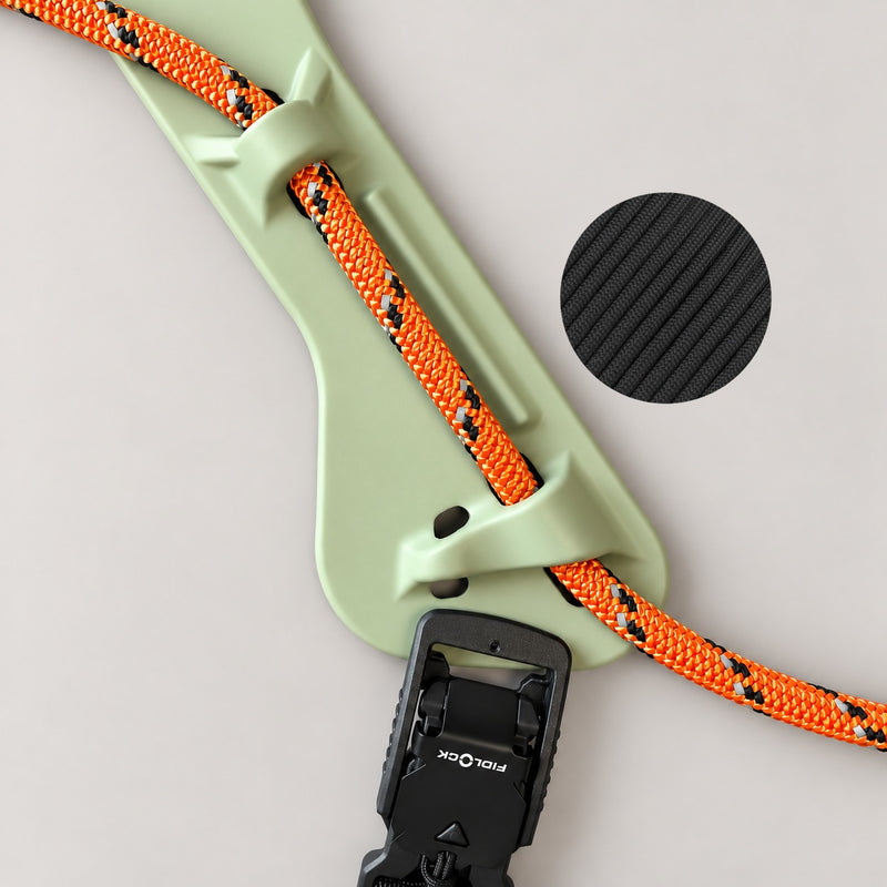 MEGIN Custom Army Green — Dark Orange Reflective rope, Black paracord