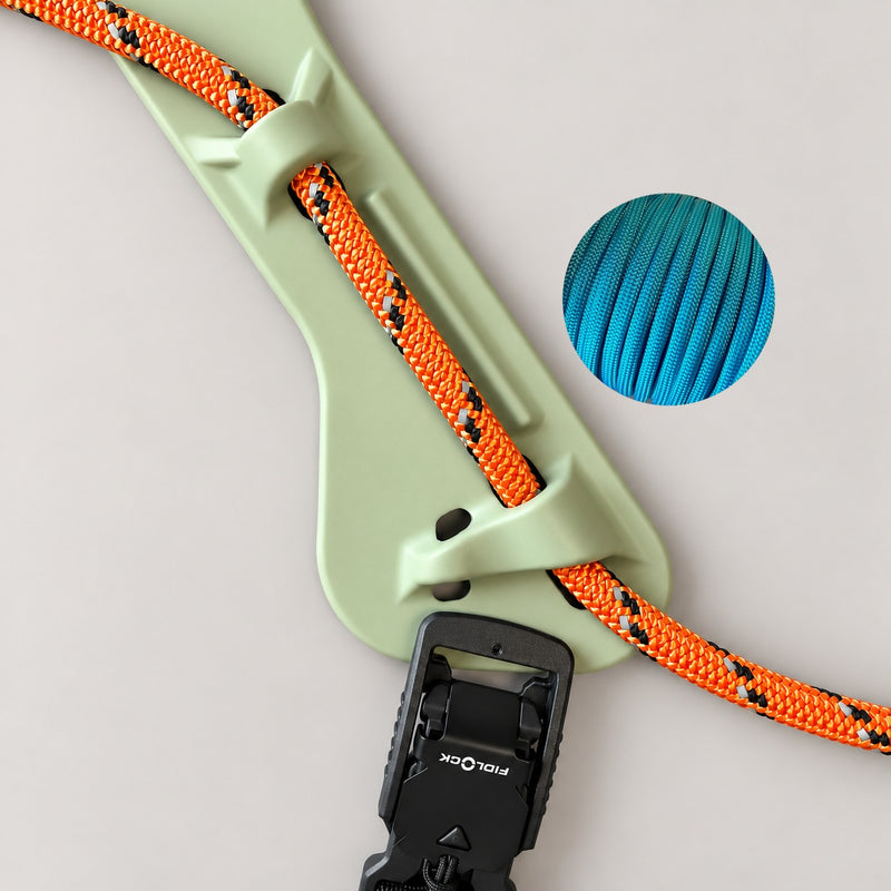 MEGIN Custom Army Green — Dark Orange Reflective rope, Blue paracord